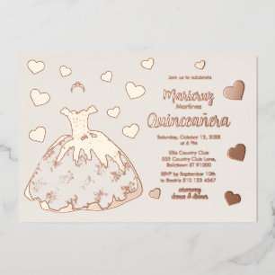 Elfenbeinküste Rose Goldene Herzen Quinceañera Ein Folien Feiertagskarte
