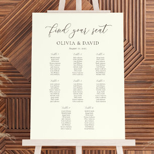 Elfenbeinküste & Taupe Elegantes Script 8 Table Se Poster