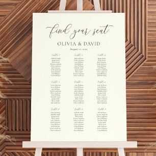 Elfenbeinküste & Taupe Elegantes Script 9 Table Se Poster