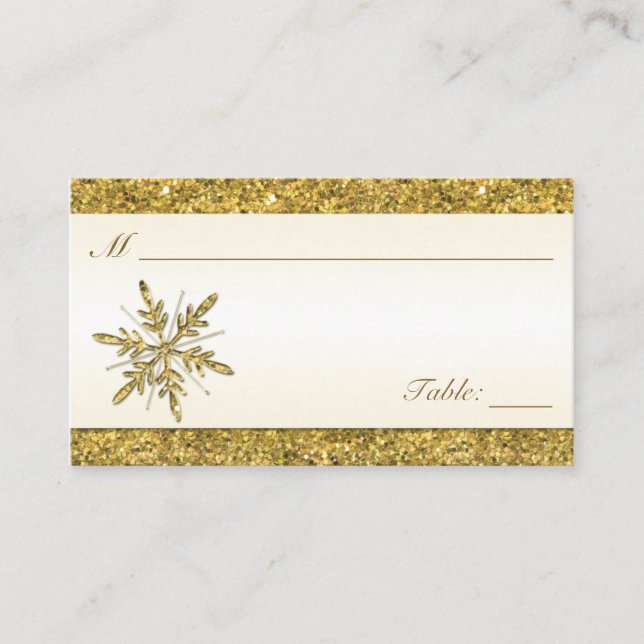Elfenbeinküste und Gold Glittery Snowflake Placeca Platzkarte (Vorderseite)
