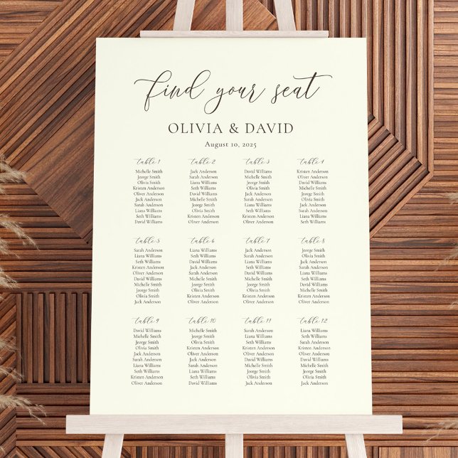 Elfenbeinküste und Taupe 12 Tabelle Hochzeitskarte Poster (Von Creator hochgeladen)