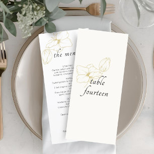 Elfenbeinküste + Weiß   Chic Floral Wedding Flat M Menükarte