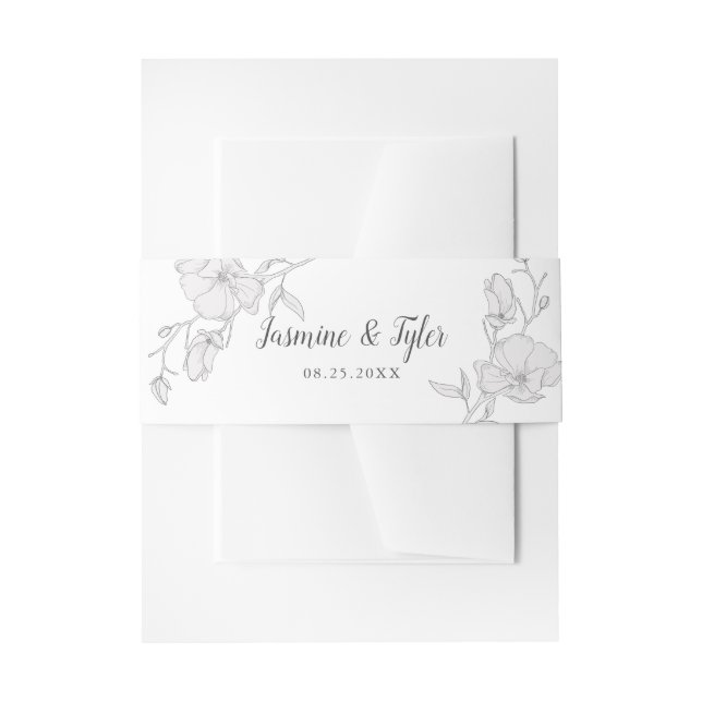 Elfenbeinküste Weiße Magnolia Blume Hochzeit Einladungsbanderole (Vorderseite Beispiel)