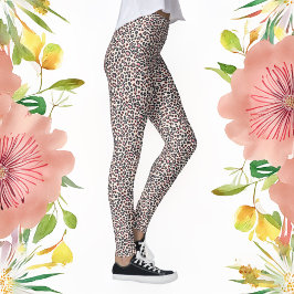 Elfenbeinleopard und Herz-Print-Leggings Leggings