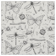 Elfenbeinlinen Elegantes Insektenmuster Stoff