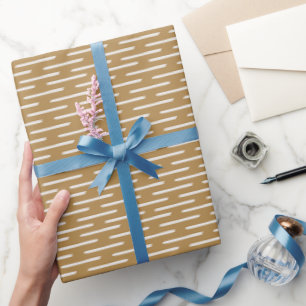 Elfenbeinlinien auf dunkelgrau Orange Geschenkpapier
