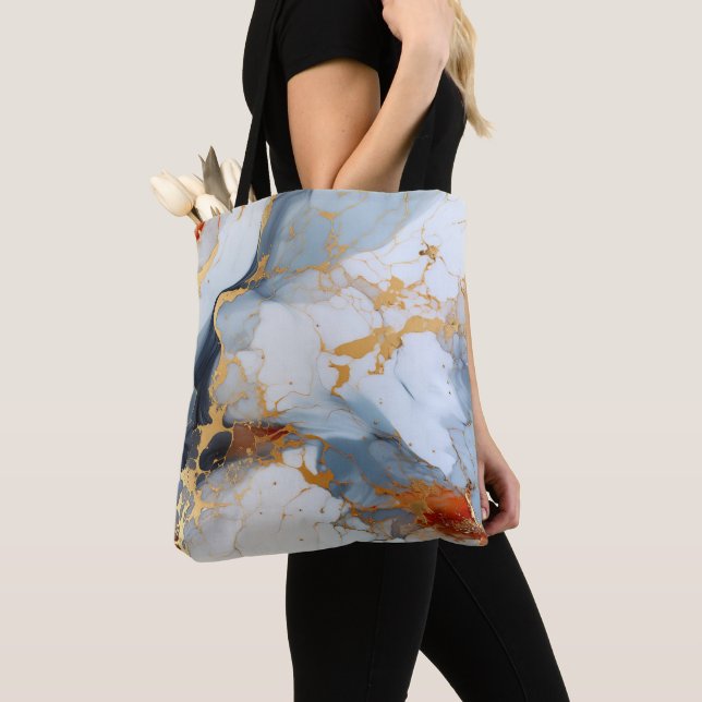 Elfenbeinmarmor mit Gold- und Rostadern Tasche (Von Nahem)
