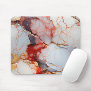 Elfenbeinmarmor mit karmesinroten und goldenen Ade Mousepad