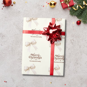Elfenbeinmocha-Bogen-Retro Weihnachten Geschenkpapier