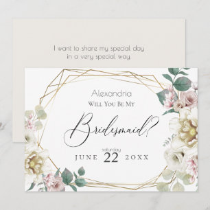 Elfenbeinpeony-Blume werden Sie meine Bridesmaid s Einladung