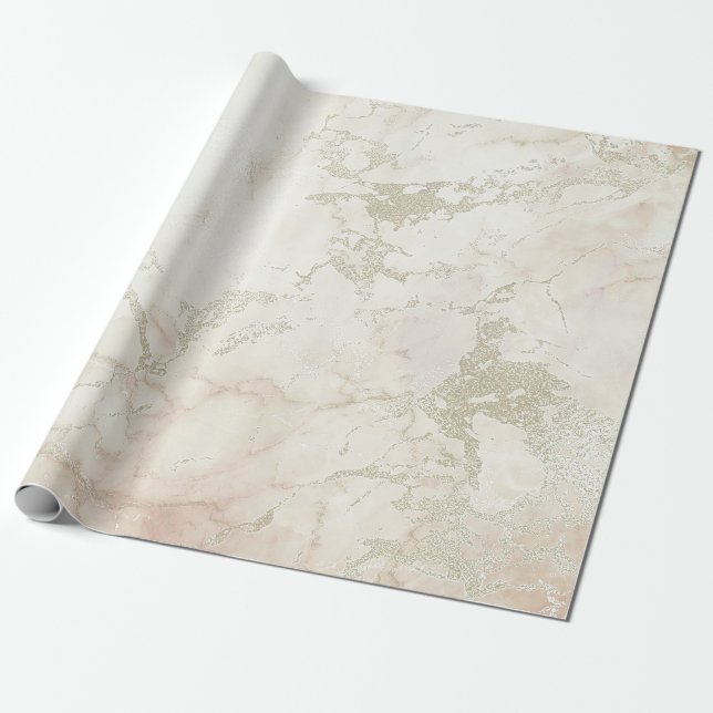 Elfenbeinpinke, grau, silberfarbene Marmorsteinfar Geschenkpapier (Ungerollt)