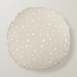 Elfenbeinpolka Baumwolle der Klasse A (16") Rundes Kissen