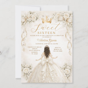 Elfenbeinprinzessin Ballkleid Sweet Sixteen Geburt Einladung