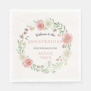 Elfenbeinrosa Annaprashan Party Girl Baby Floral Serviette