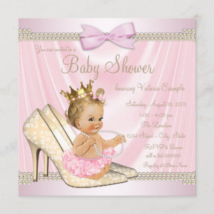 Elfenbeinrosa Pearl High Heel Baby Dusche Einladung
