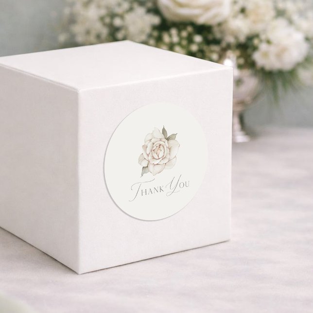 Elfenbeinrose „Dankeschön“ Hochzeit Runder Aufkleber (Von Creator hochgeladen)