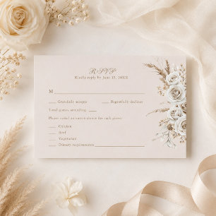 Elfenbeinrosen Beige Hochzeits-Antwortkarte RSVP Karte