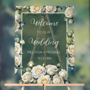 Elfenbeinrosen Hochzeit Transparent Acrylschild