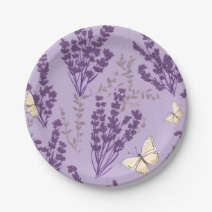 Elfenbeinschmetterlinge und Lavendel-Blume Pappteller