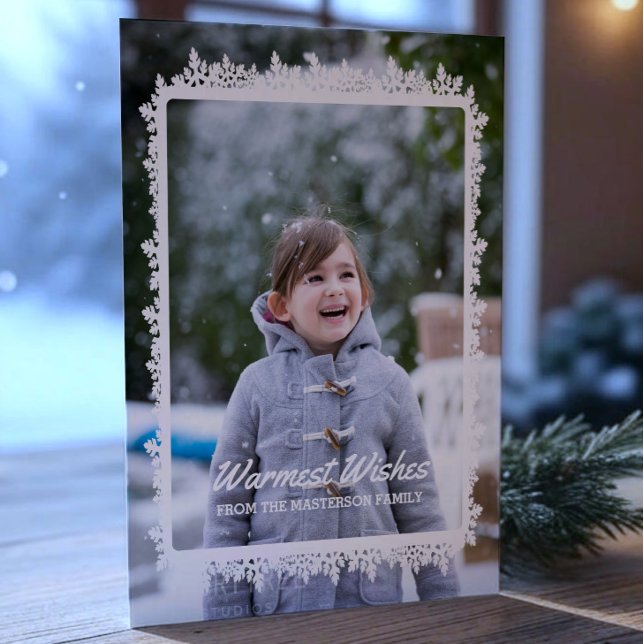 Elfenbeinschneeflocken-Rahmen Holiday Foto Feiertagskarte (Ivory Snowflake Frame Holiday Photo Card)
