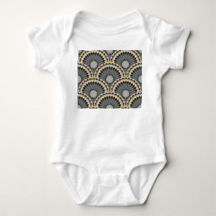 Elfenbeinsilber: Zirkuläre Blumenfolie. Baby Strampler