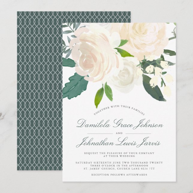 Elfenbeinträume Hochzeitseinladung Einladung (Vorne/Hinten)