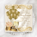 Elfenbeinweibchen und Gold Geburtstagsparty Einladung<br><div class="desc">Die Elfenbein- und Goldparty lädt Sie mit wunderschönen Goldballons, Champagner , Goldkiste und Parfümflasche auf einem glamourösen und luxuriösen, cremefarbenen Elfenbeinbeige-Satin-Hintergrund ein. Diese elegante Elfenbein- und Goldparty-Einladung lässt sich einfach an Ihre Veranstaltung anpassen, indem Sie einfach Ihre Details in den Schriftart-Stil und Farbe, Wortlaut und Layout Ihrer Wahl einfügen. Das...</div>