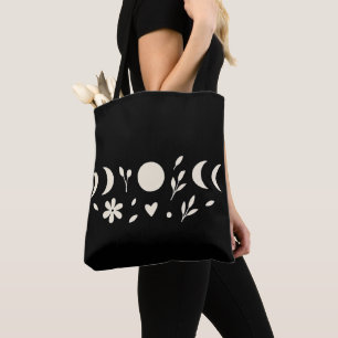 Elfenbeinweiß floral & Monde Schwarz Tasche