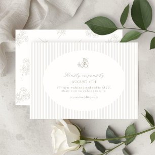 Elfenbeinweiß & Sand Florale gestreifte RSVP-Ant RSVP Karte