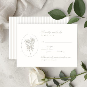 Elfenbeinweiß Streifen & Florale Hochzeits-RSVP- RSVP Karte