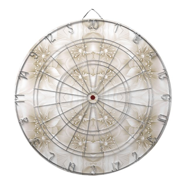 Elfenbeinweiße Blumen Dartboard Dartscheibe (vorne)