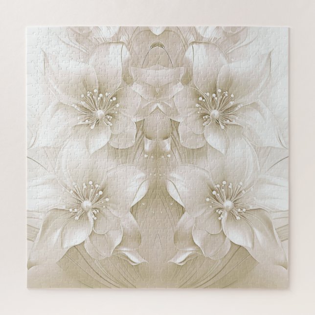 Elfenbeinweiße Blumen Puzzle (Vertikal)
