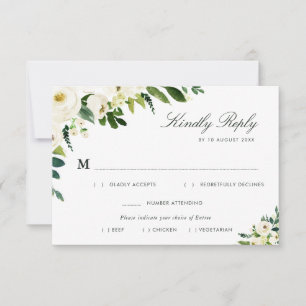 Elfenbeinweiße Blumen-Speisekarte-RSVP-Karte RSVP Karte