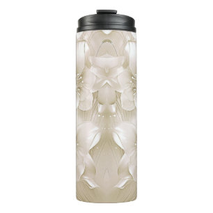 Elfenbeinweiße Blumen Thermo-Tumbler Thermosbecher