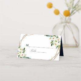 Elfenbeinweiße, geometrische Hochzeit Platzkarte