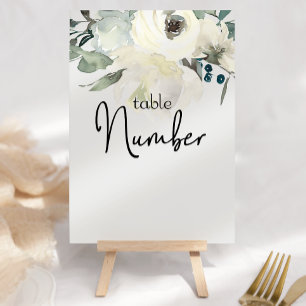Elfenbeinweiße Rosen Blumen Hochzeit Tischnummer