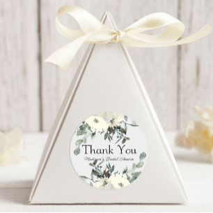 Elfenbeinweiße Rosen Florale Hochzeit Runder Aufkleber