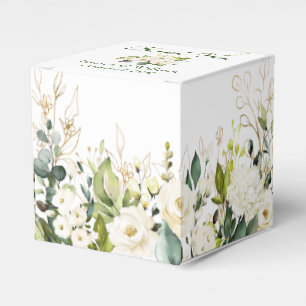 Elfenbeinweiße Rosen Grüne Floristik Geschenk Hoch Geschenkschachtel