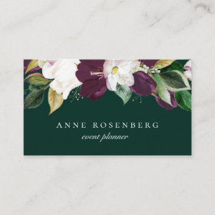 Elfenbeinweißpflaume Lila Floral Emerald Visitenkarte