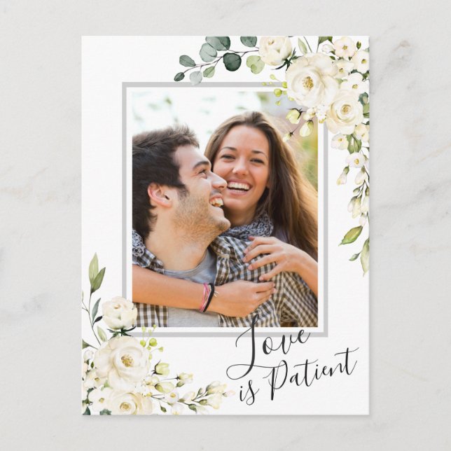 Elfenbeinweißrose-FOTO Hochzeitwechsel Postkarte (Vorderseite)