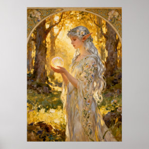 Elfenmädchen im Jugendstil Poster
