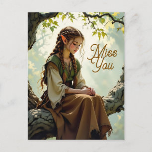 Elfenmädchen im Vintage-Kleid Vermisse Dich Postkarte