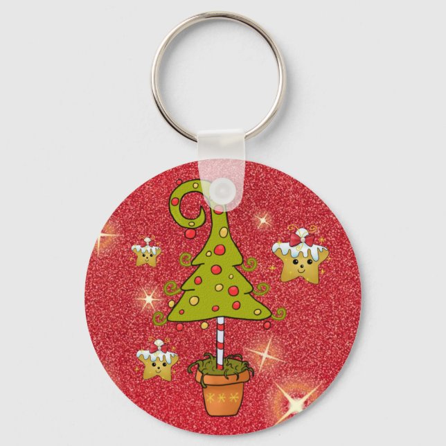 Elfenweihnachtsbaum Schlüsselanhänger (Vorderseite)