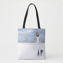 Elfin Frau läuft durch den Schnee Tasche