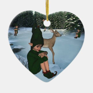 ElfMagic Weihnachtsschnee-Elf-Chris-Fräulein Keramikornament