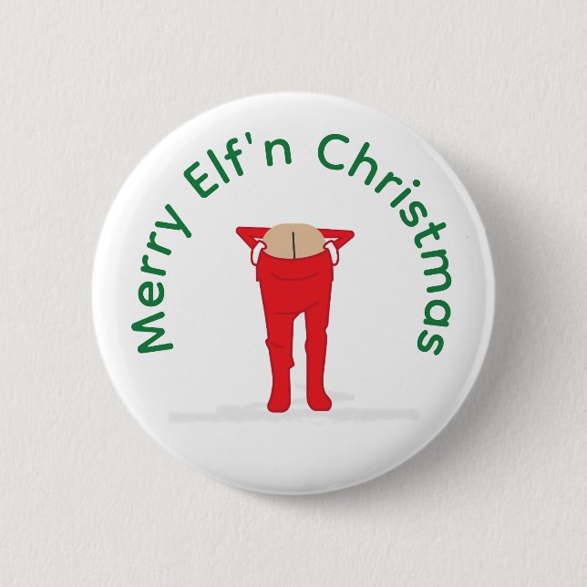 Elf'n Elf Moon Christmas Button (Vorderseite)