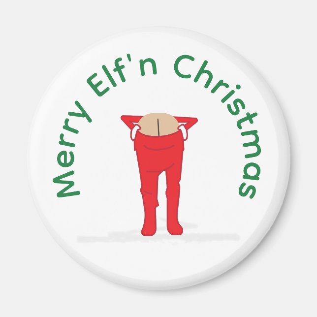 Elf'n Elf Moon Christmas Button Magnet (Vorne)