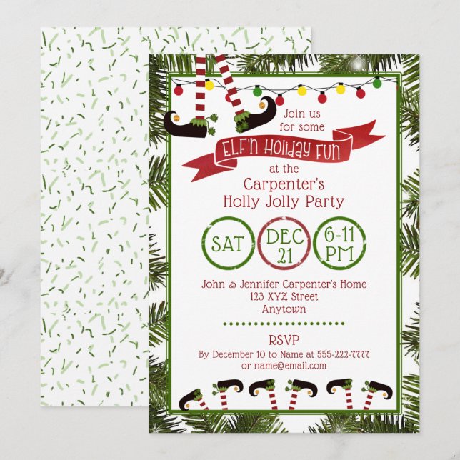 ELF'n Holiday Fun - Party Einladung (Vorne/Hinten)