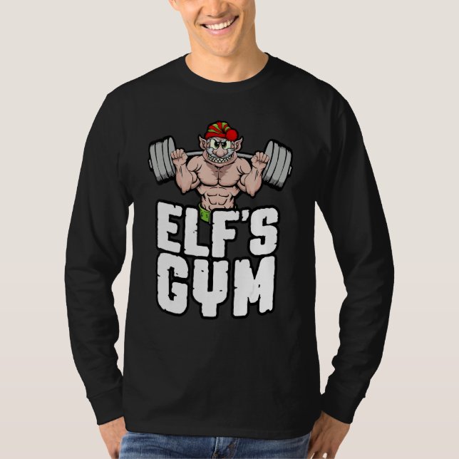 Elf's Gym Squat Leg Day Bodybuilder Weihnachtsarbe T-Shirt (Vorderseite)