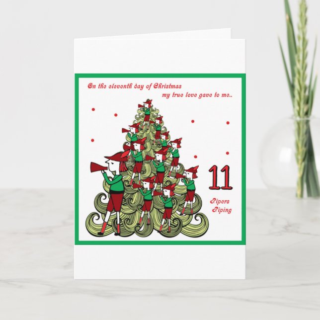 Elfter Weihnachtsfeiertag Feiertagskarte (Vorderseite)